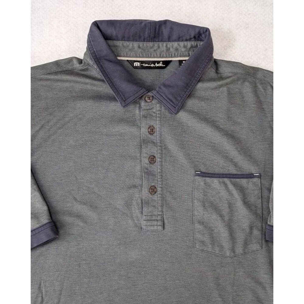 Travis Mathew Polo Shirt Mens Sz XL Pocket Golf  Short sleeve Heather Green